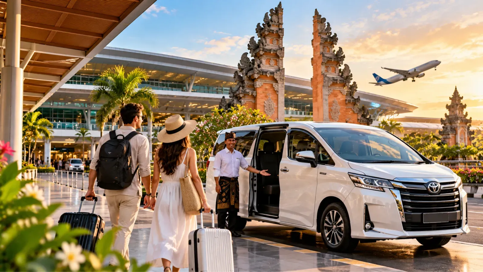 Bali airport transfer aircraft on the runway