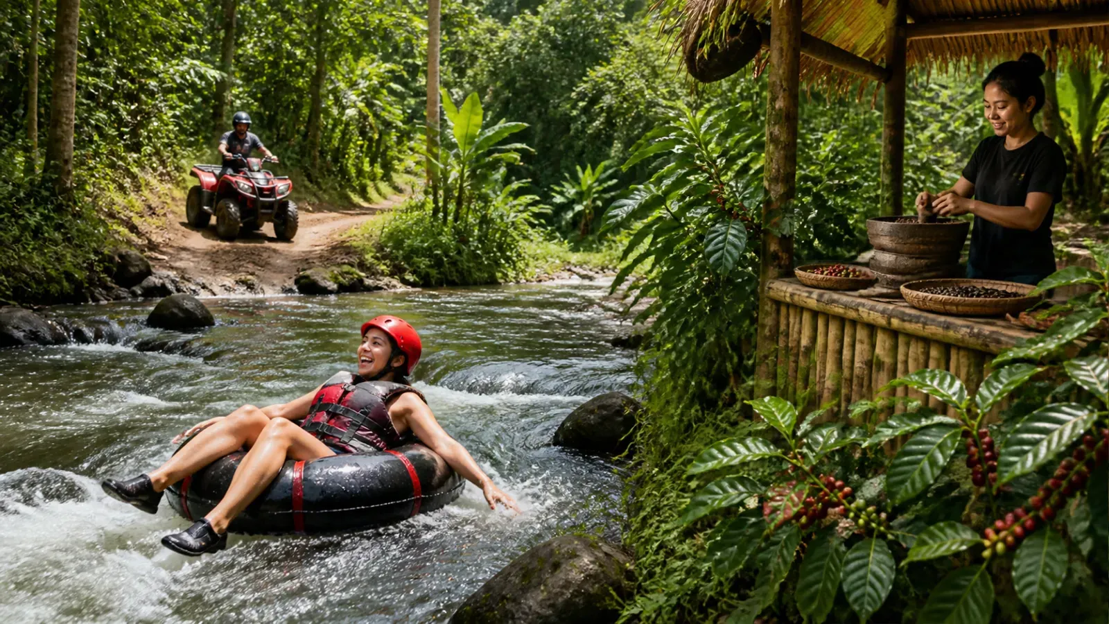 Ubud River Tubing, ATV & Coffee Experience