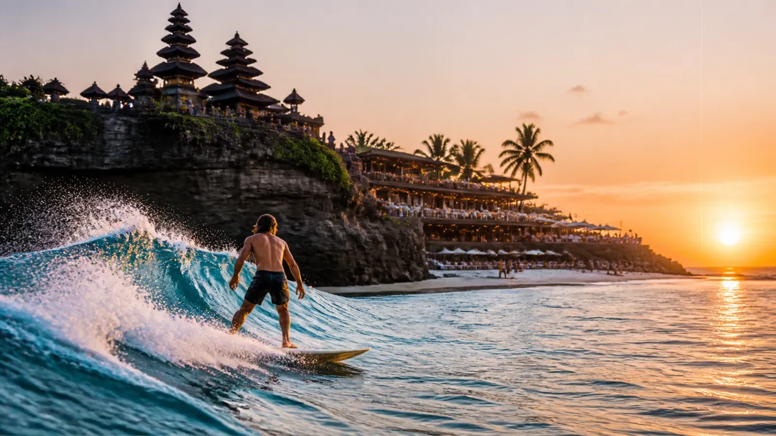 Bali Surf, Temple Sunset & Beach Club Luxe Escape