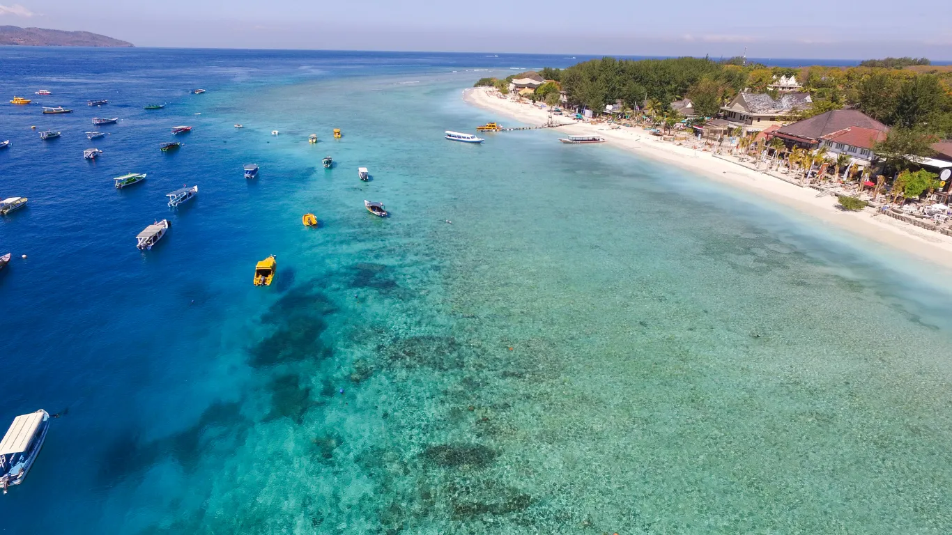 Clear water around the Gili islands
