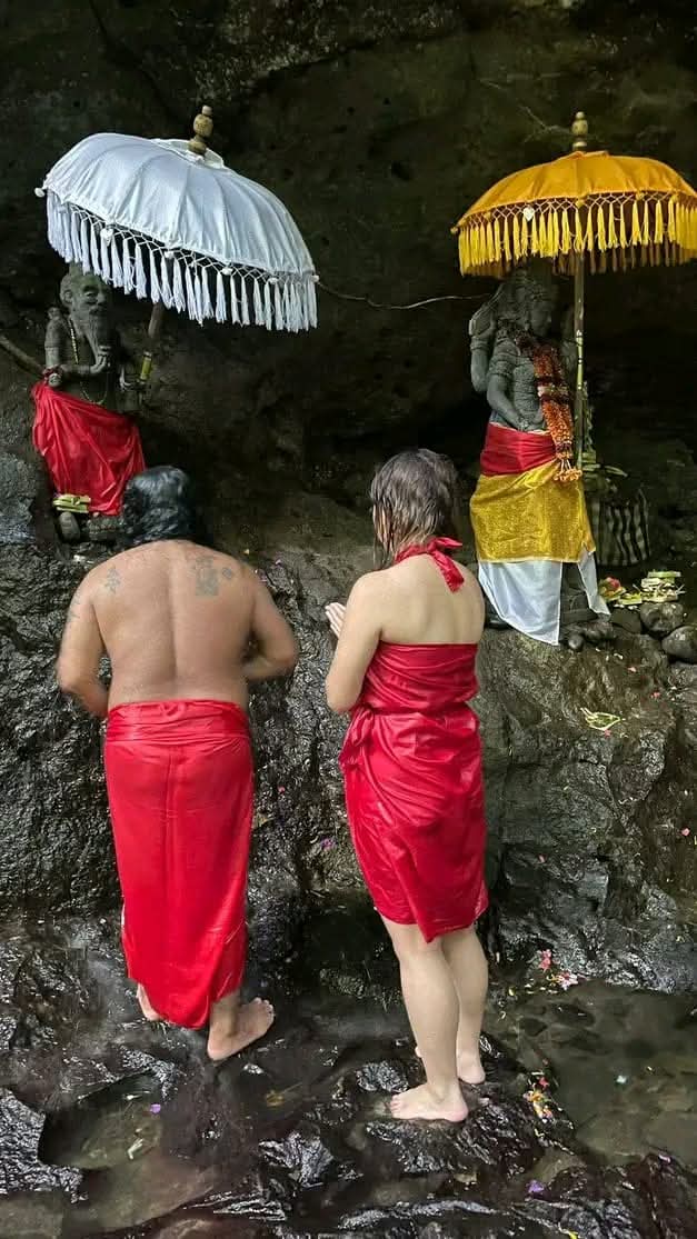 Melukat water blessing ritual in Bangli Bali