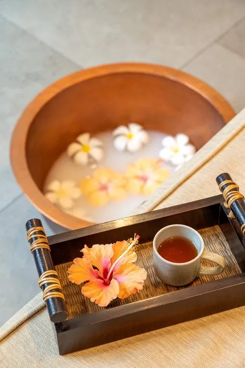 Calm spa room prepared for a guest