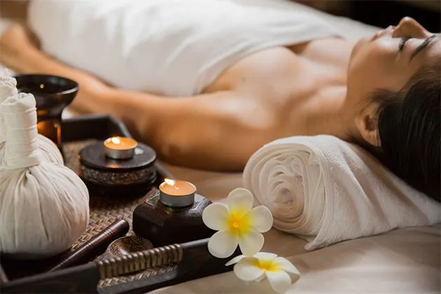 Calm interior prepared for a spa visit at home