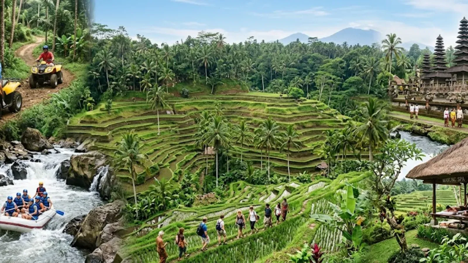 Jungle trail through tropical forest for the Ubud ATV adventure.