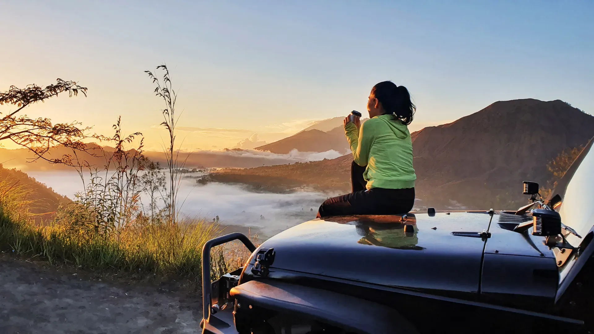 Jeep adventure in the Mount Batur volcanic landscape
