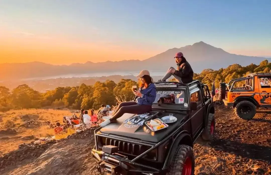 Mount Batur sunset jeep adventure across the volcanic landscape in Kintamani, Bali