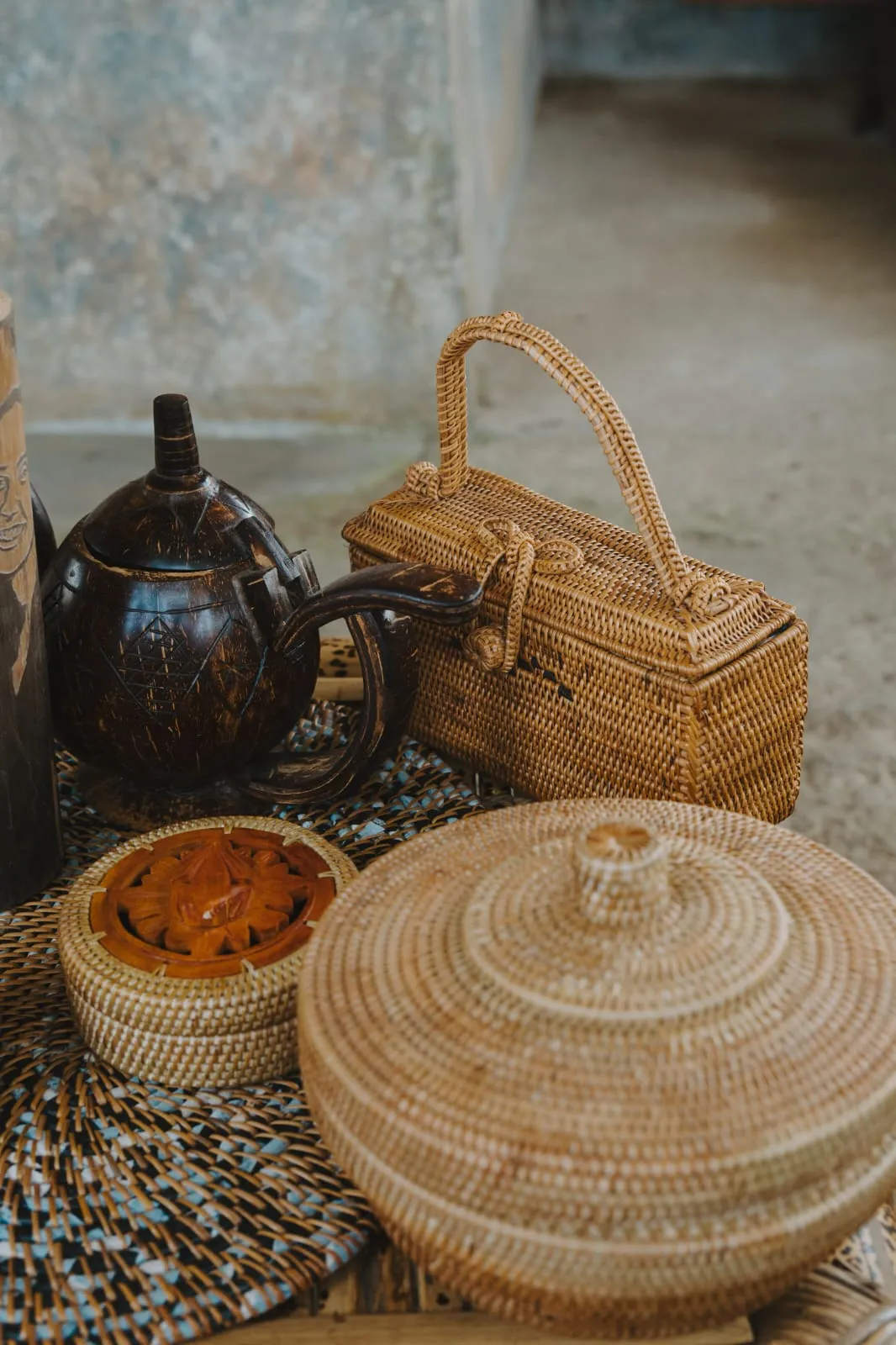 Bamboo baskets and coconut crafts