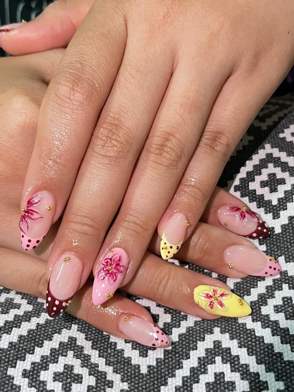 Structured manicure on a wooden table