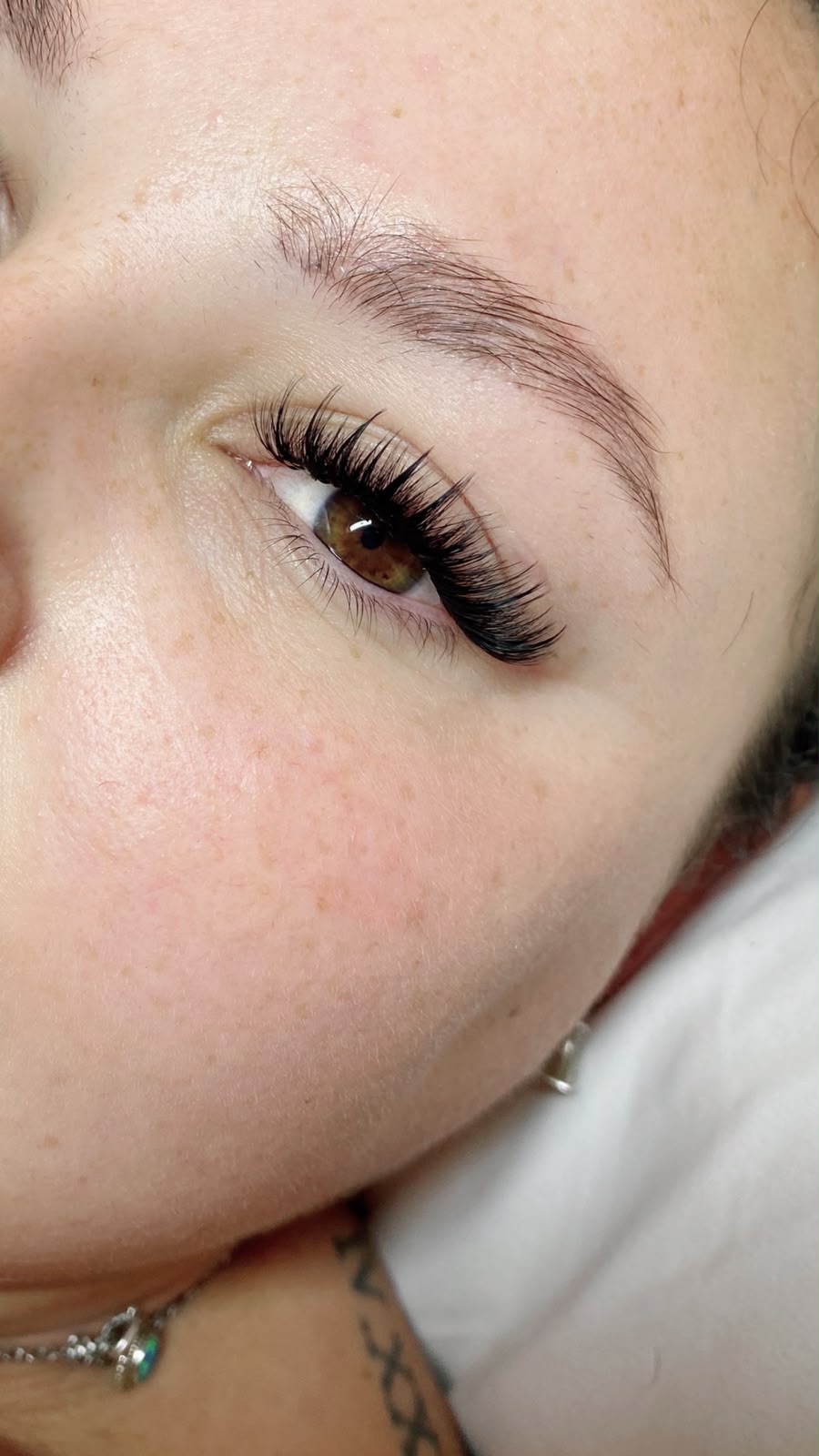 Wispy textured lashes after appointment
