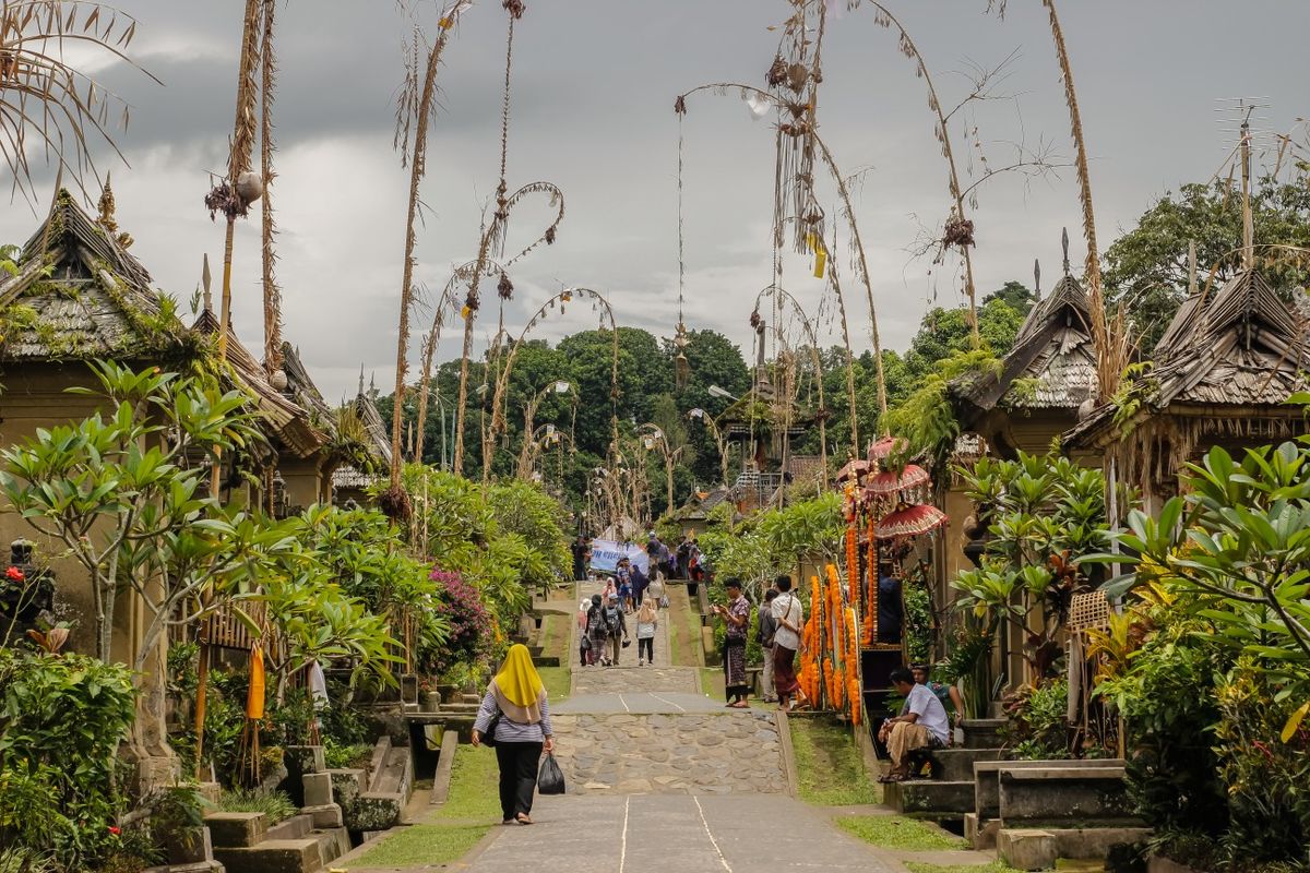 Balinese temple surrounded by tropical landscape