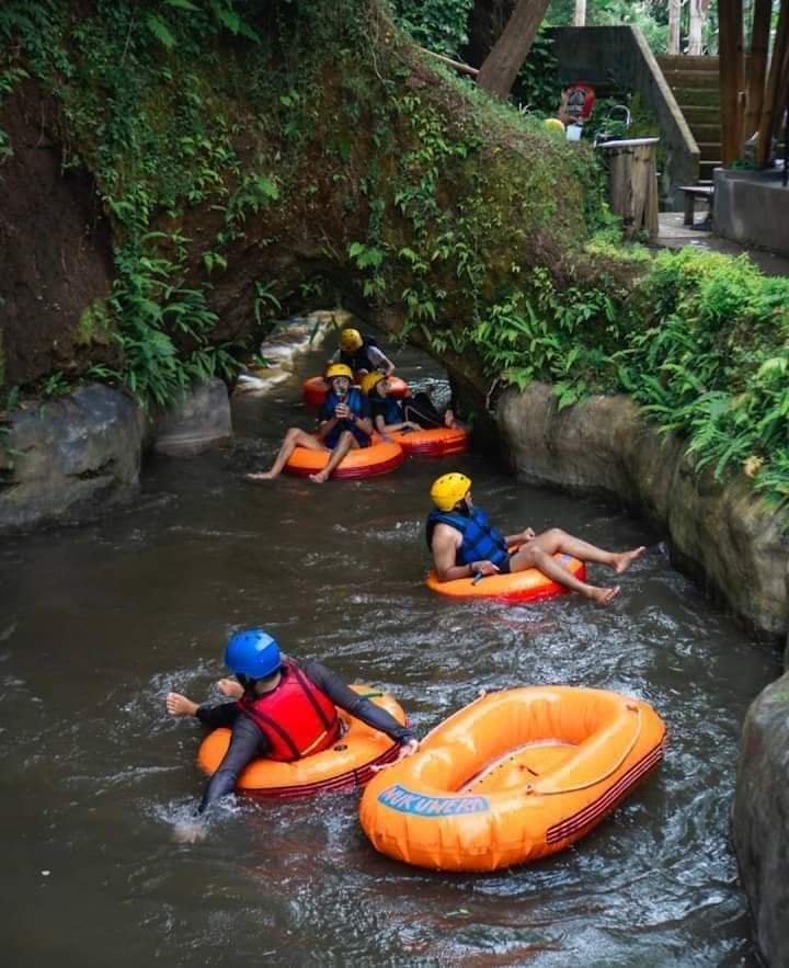 White water rafting through a tropical river in Bali