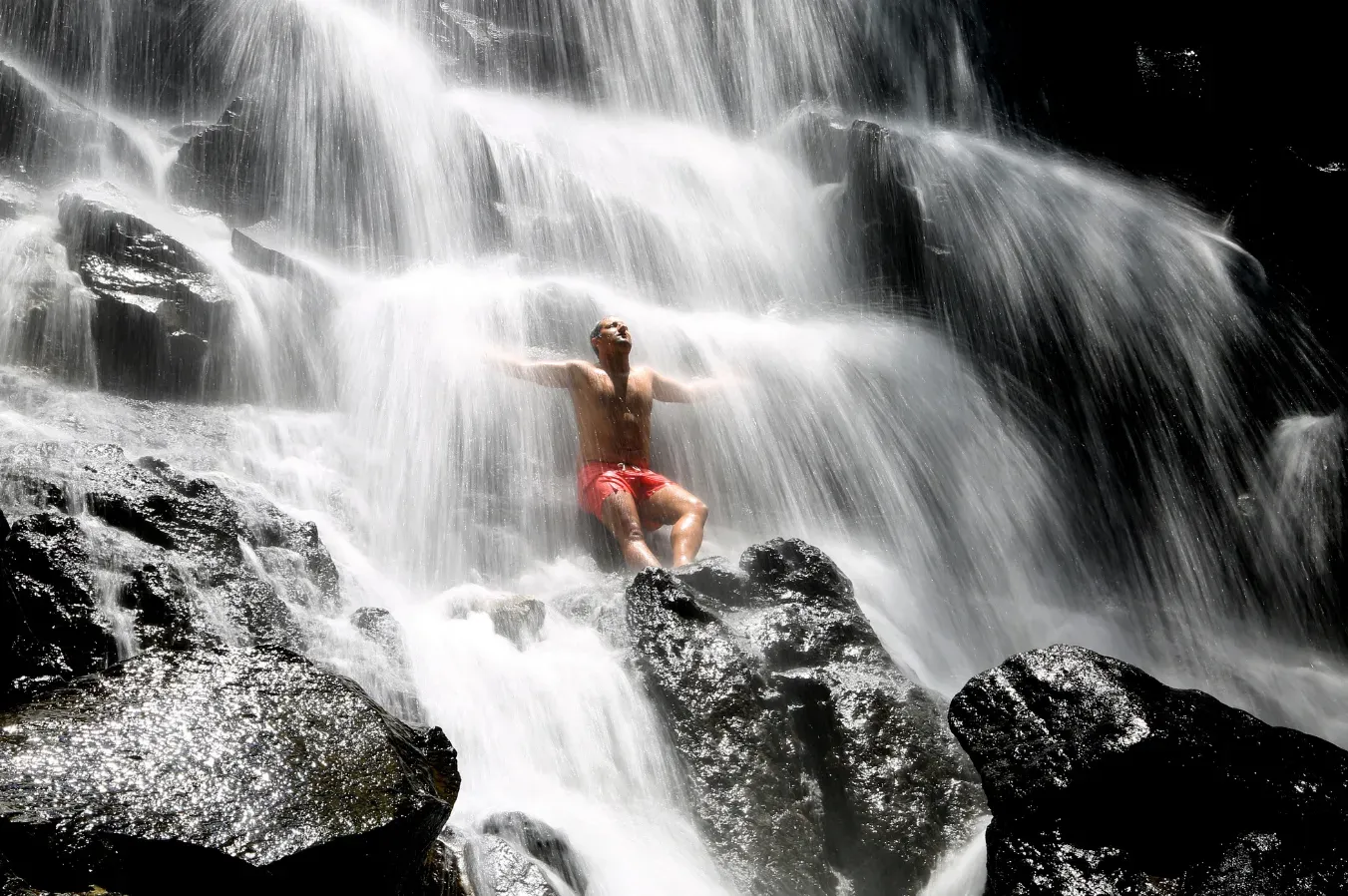 Bali waterfall in the jungle