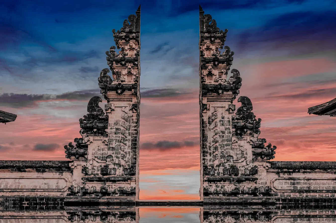Bali temple and rice terrace landscape