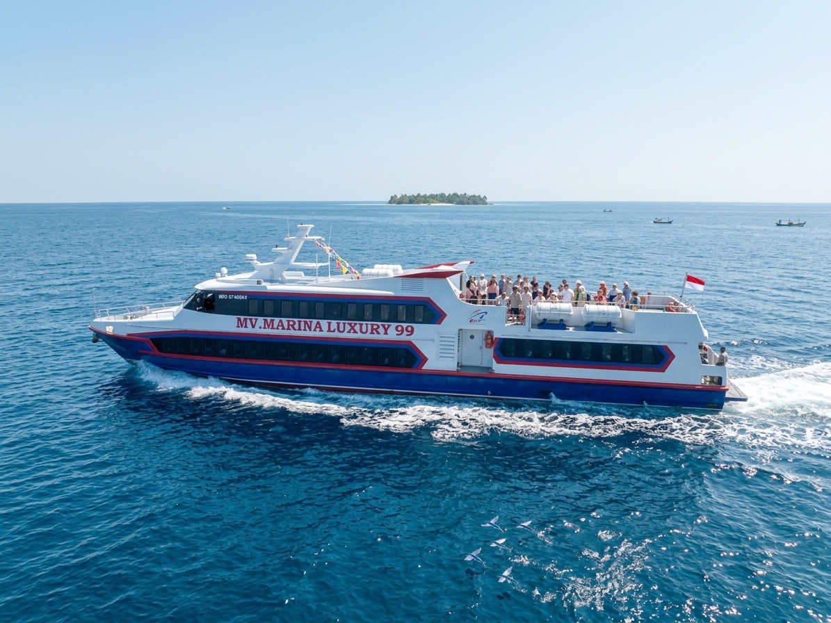 Kapal cepat South Bali Fast Ferry melaju kencang