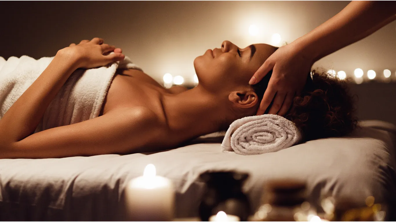 Therapist performing a relaxing spa massage