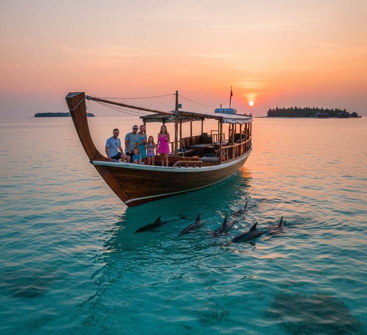 Dolphin Sharing Boat