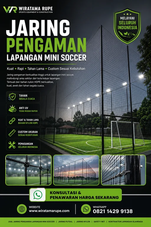Jaring Pengaman Lapangan Mini Soccer Berkualitas | Wiratama Rupe