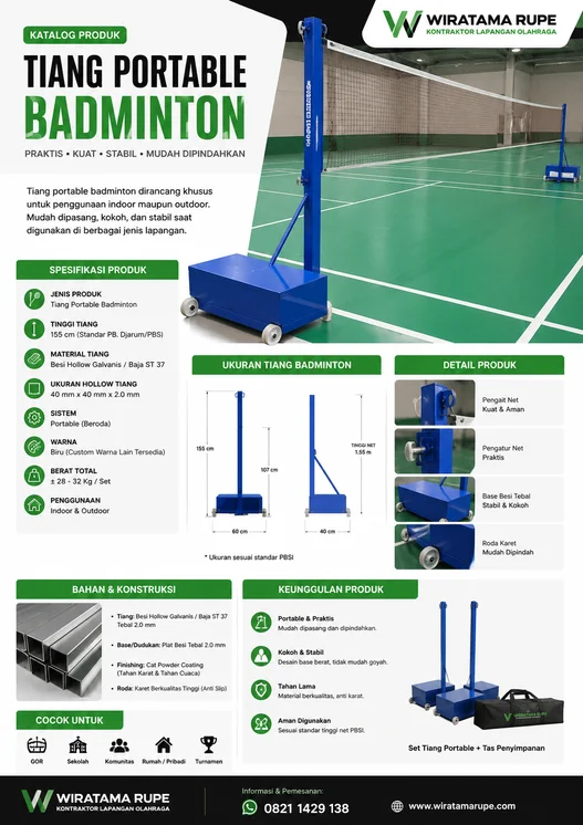 Jual Tiang Portable Badminton Berkualitas | Wiratama Rupe