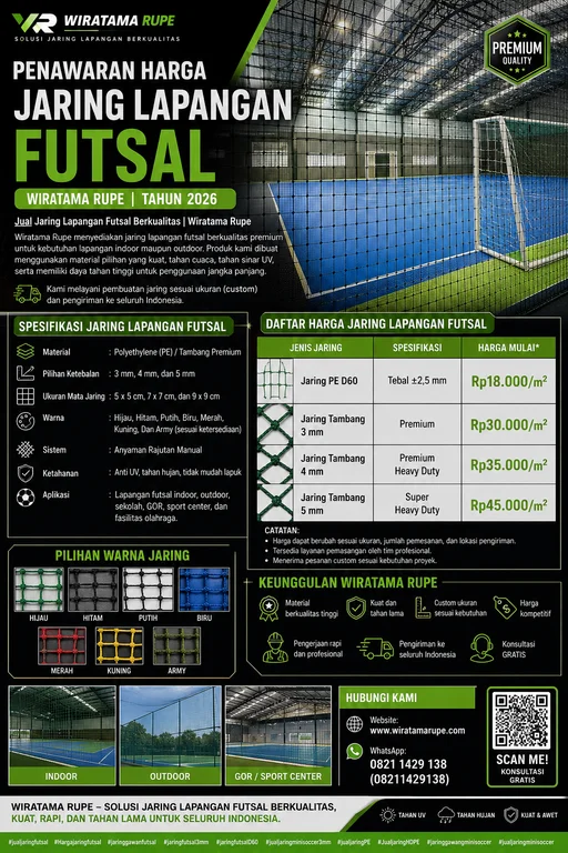 Penawaran Harga Jaring Lapangan Futsal – Wiratama Rupe Tahun 2026