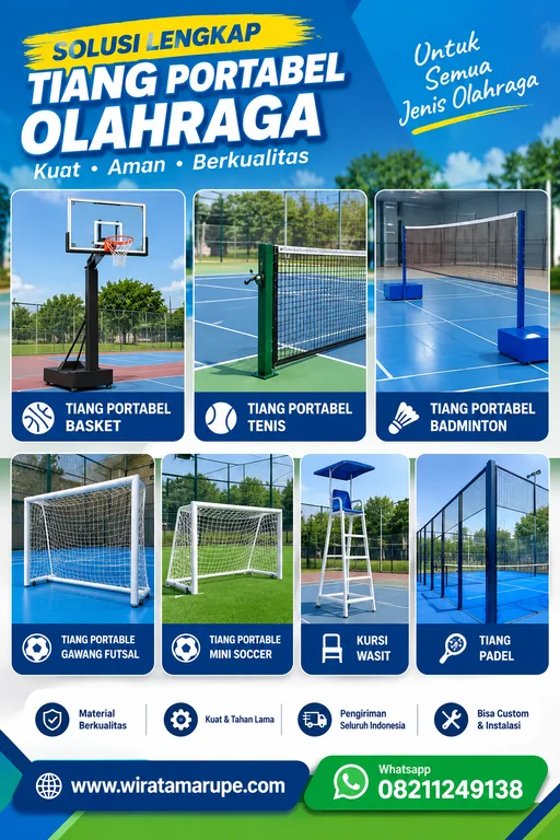 Tiang Portabel Olahraga | Basket, Badminton, Voli & Gawang Mini Soccer.