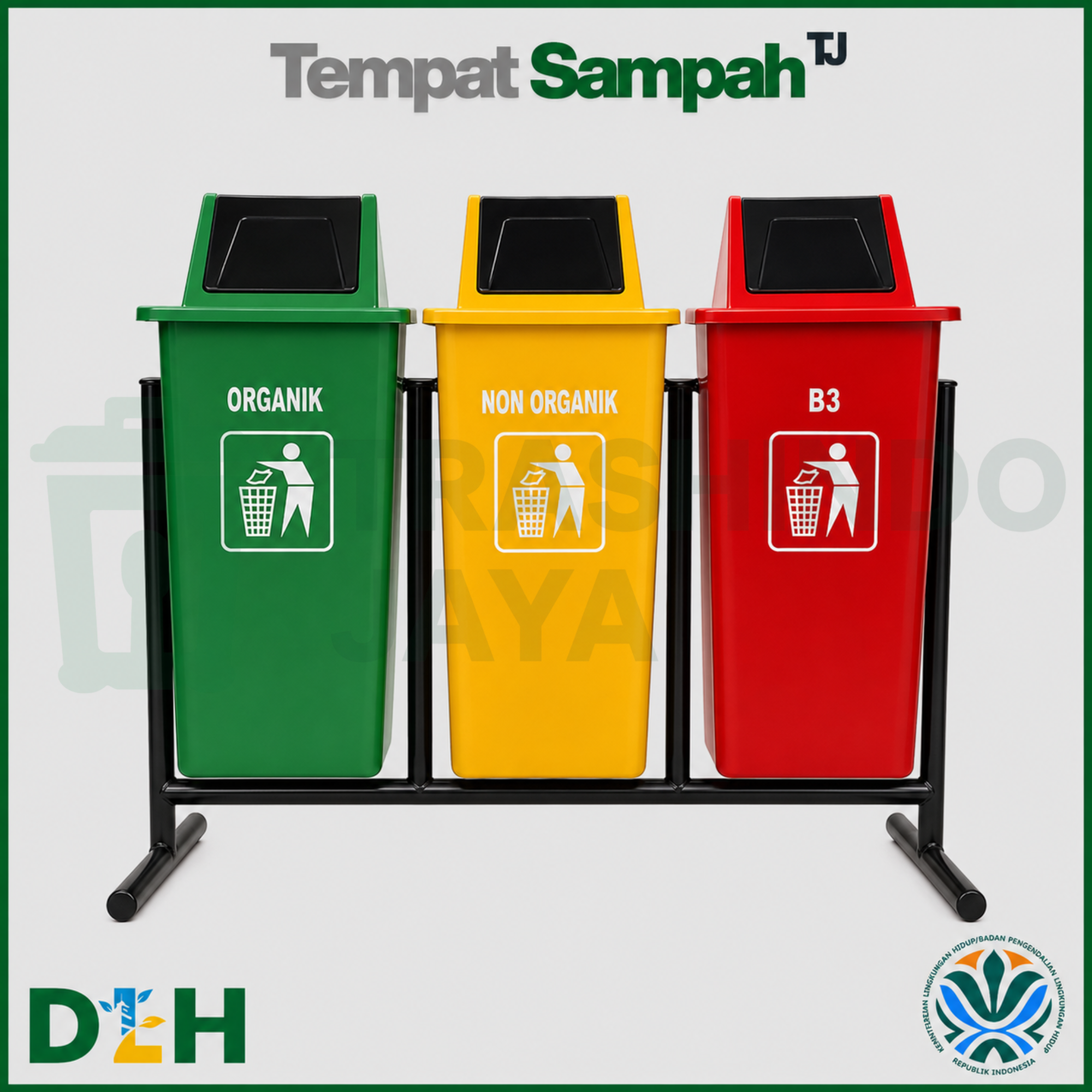 Tempat Sampah Fiber Kotak 3in1