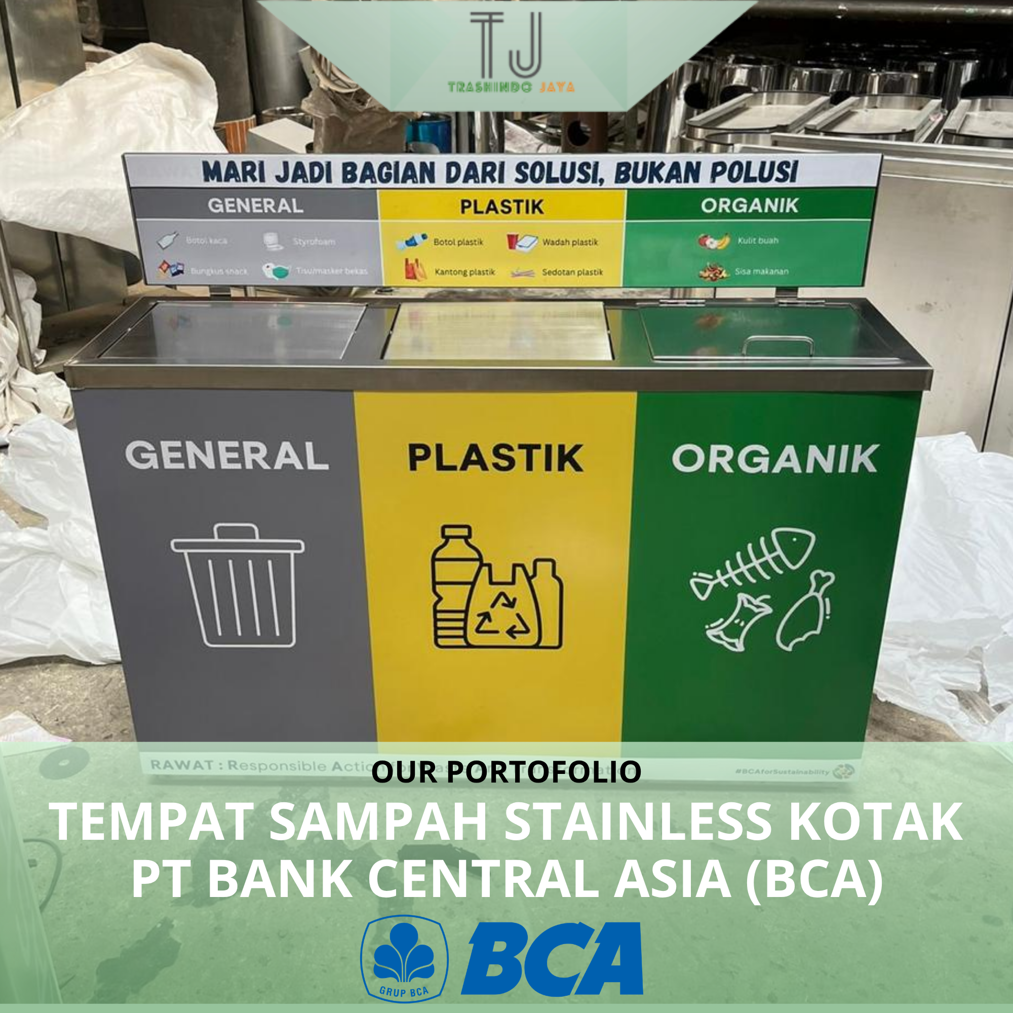 Tempat Sampah Stainless Kotak — PT Bank Central Asia (BCA)