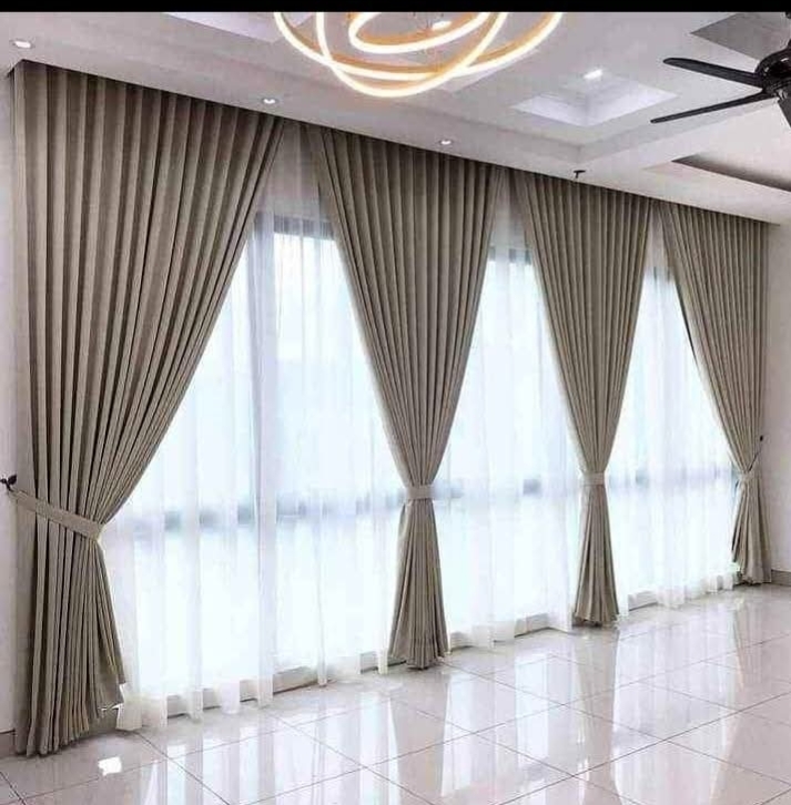 Greyish-Brown Wide Window Curtains
