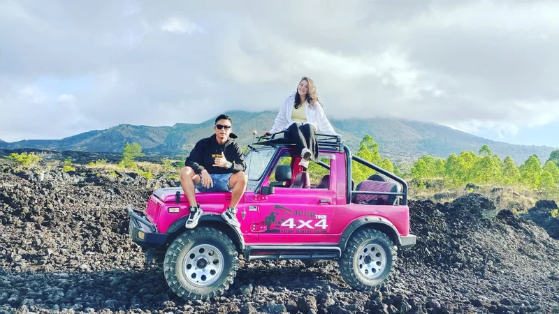 Pink 4x4 Jeep Black Lava BNB BALI TRIP
